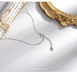 925 Silver Crystal Rhinestone Pendant Necklace Clavicle Chain