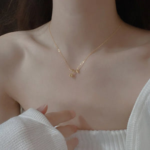 925 Silver Crystal Rose Flower Choker Necklace for Women 14K Plated