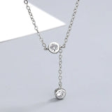 925 Silver Crystal Bead Charm Necklace Choker for Women Girls