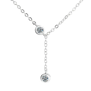 925 Silver Crystal Bead Charm Necklace Choker for Women Girls