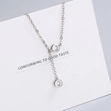 925 Silver Crystal Bead Charm Necklace Choker for Women Girls