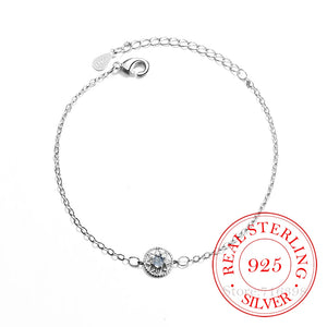 925 Silver Crystal Flower Bracelet for Women - Charm Bangle Jewelry