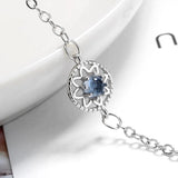 925 Silver Crystal Flower Bracelet for Women - Charm Bangle Jewelry