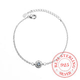 925 Silver Crystal Flower Bracelet for Women - Charm Bangle Jewelry