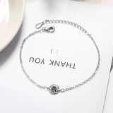 925 Silver Crystal Flower Bracelet for Women - Charm Bangle Jewelry