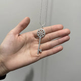 925 Silver Crystal Key Pendant Necklace For Women Wedding Jewelry