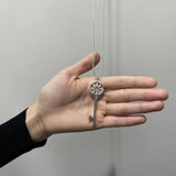 925 Silver Crystal Key Pendant Necklace For Women Wedding Jewelry
