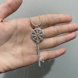 925 Silver Crystal Key Pendant Necklace For Women Wedding Jewelry