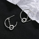 925 Silver Crystal Round Stud Earrings For Women Girl Gift Pendientes