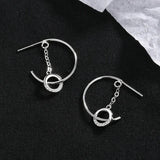 925 Silver Crystal Round Stud Earrings For Women Girl Gift Pendientes