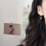 925 Silver Crystal Round Stud Earrings For Women Girl Gift Pendientes