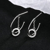 925 Silver Crystal Round Stud Earrings For Women Girl Gift Pendientes