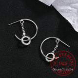 925 Silver Crystal Round Stud Earrings For Women Girl Gift Pendientes