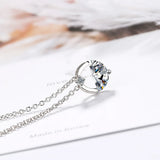 925 Silver Crystal Semi-Circle Pendant Necklace Women's Party Jewelry