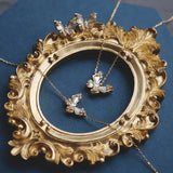925 Silver Crystal Shell Butterfly Choker Necklace for Women