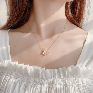 925 Silver Crystal Shell Butterfly Choker Necklace for Women