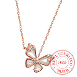 925 Silver Crystal Shell Butterfly Choker Necklace for Women