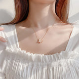 925 Silver Crystal Shell Butterfly Choker Necklace for Women