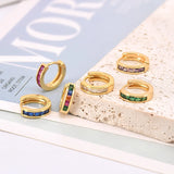 925 Silver Crystal Small Hoop Earrings Geometric Circle Huggie Jewelry