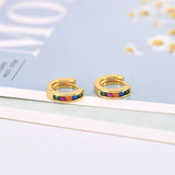 925 Silver Crystal Small Hoop Earrings Geometric Circle Huggie Jewelry
