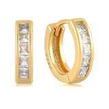925 Silver Crystal Small Hoop Earrings Geometric Circle Huggie Jewelry