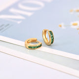 925 Silver Crystal Small Hoop Earrings Geometric Circle Huggie Jewelry