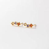925 Silver Crystal Square Stud Earrings 14K Plated Wedding Party Jewelry