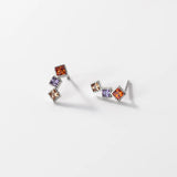 925 Silver Crystal Square Stud Earrings 14K Plated Wedding Party Jewelry