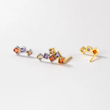 925 Silver Crystal Square Stud Earrings 14K Plated Wedding Party Jewelry