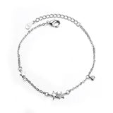 925 Silver Crystal Star Bracelet Women Charm Bangle Jewelry Gift