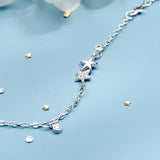 925 Silver Crystal Star Bracelet Women Charm Bangle Jewelry Gift