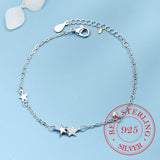 925 Silver Crystal Star Bracelet Women Charm Bangle Jewelry Gift