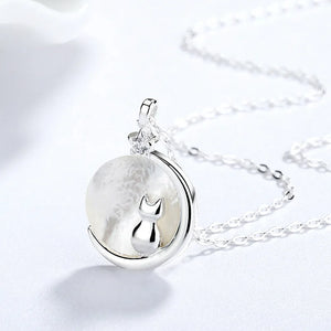 925 Silver Crystal Star Cat Shell Choker Necklace Wedding Gift
