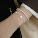 925 Silver Crystal Star Charm Bracelet Bangle Wedding Party Jewelry