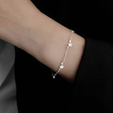 925 Silver Crystal Star Charm Bracelet Bangle Wedding Party Jewelry