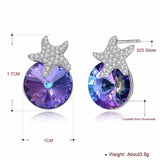 925 Silver Crystal Starfish Earrings for Women Statement Jewelry