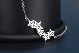 925 Silver Crystal Stars Necklace Pendant for Women