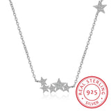 925 Silver Crystal Stars Necklace Pendant for Women
