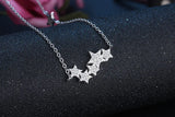 925 Silver Crystal Stars Necklace Pendant for Women