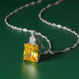 925 Silver Crystal Stone Pendant Necklace Light Colored Zircon Jewelry Chain