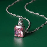 925 Silver Crystal Stone Pendant Necklace Light Colored Zircon Jewelry Chain
