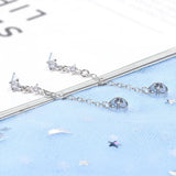 925 Silver Crystal Tassel Drop Earrings Women Statement Jewelry
