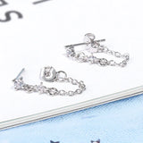 925 Silver Crystal Tassel Drop Earrings Women Statement Jewelry