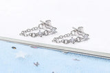 925 Silver Crystal Tassel Drop Earrings Women Statement Jewelry