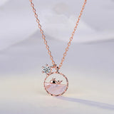 925 Silver Crystal Tassel Whale Bead Pendant Necklace For Women