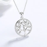 925 Silver Tree of Life Choker Necklace 14K Plated Crystal Pendant