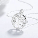 925 Silver Tree of Life Choker Necklace 14K Plated Crystal Pendant