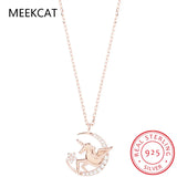 925 Silver Crystal Unicorn Charm Pendant Necklace Wedding Jewelry Choker