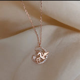925 Silver Crystal Unicorn Charm Necklace for Women