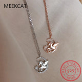 925 Silver Crystal Unicorn Charm Pendant Necklace Wedding Jewelry Choker